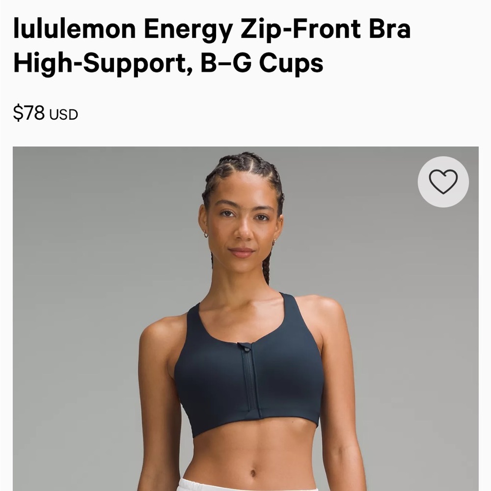 lululemon athletica Energy Zip-Front Bra - Dark Blue